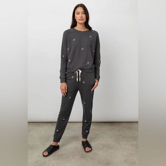 Rails Oakland Sweatpants in Vintage Black Flower Buds - Picture 1 of 11